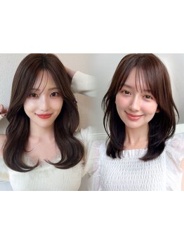 こだわりのカット技術で、顔の形・雰囲気に合わせた前髪/顔周りのデザインは《AFLOAT》で。