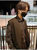 黒髪センターパートウルフ 【メンズサロンZina 天神】