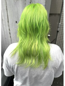 レコ 渋谷(LECO) シャギーレイヤーケアブリーチネオングリーンミントカラー