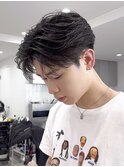 フェザーショートフェザーパーマセンターパートニュアンスパーマ