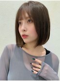 くすみブルーストレートボブ大人ガーリー暗めカラー20代30代