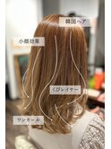 大人可愛い艶カラーゆるふわミルクティーベージュ地毛ハイライト