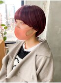 ピンクイルミナカラーブロッサムピンクパープル暖色ショートボブ
