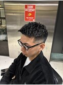 メンズツーブロックパーマ濡れパンショートフェードF