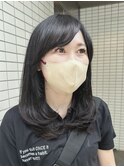 レイヤーカット地毛風カラー暗髪カラー前髪パーマ韓国ヘアカット