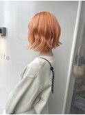 ペールオレンジ/ボブ/オレンジベージュ