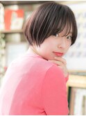 ★黒髪ひし形小顔補正カット丸みショートマッシュ20代30代★10