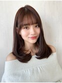 小顔バングぱっつん前髪ワンカールレイヤースタイル20代30代40代