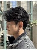 メンズセンターパート×ニュアンスパーマ