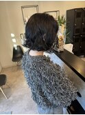 コテ巻き風デジタルパーマミディアムパーマボブパーマ大人可愛い