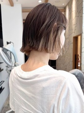 大人ボブカット*切りっぱなしボブ*インナーカラー*30代40代50代