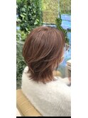 脱白髪染め 明るめベージュ ミディアム 白髪ぼかし