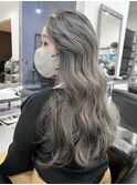 バレイヤージュコントラストハイライトミルクティーベージュ