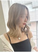 【外国人風】プラチナブロンド×波巻き
