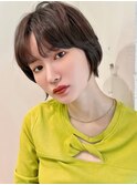 大人可愛い切りっぱなしミディアムボブ柔らかグレージュ20代30代