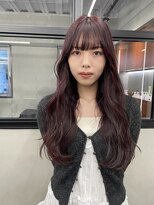 ニコ トウキョウ 渋谷(nico TOKYO)&nbsp;ダブルカラーチェリーレッドピンクブラウン韓国レイヤーロング