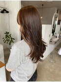 オリーブカラー暗髪艶髪髪質改善インナーカラー