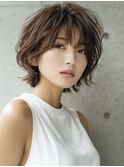 ★グレージュデザインカラーハッシュカットツートンカラーボブ