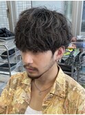 波巻きスパイラルツイストスパイラルパーマツーブロックマンバン