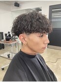 ツイストスパイラルパーマツーブロックメンズマッシュパーマ