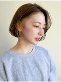 ハンサムショート・小顔カット・ペールベージュ・大人かわいい