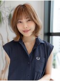 ミディアムレイヤー/大人可愛い/髪質改善/シースルーバング