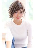 【EIGHT plat】外ハネ×ショートバング×ミルクティーカラー