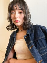 メーヴェ(Mowen)&nbsp;mowen×外ハネミディアム×オン眉バング×グレージュカラー