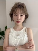 切りっぱなしボブ　ボブパーマ　ヘアアレンジ　小顔ヘア　パーマ