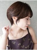 大人可愛い20代30代40代黒髪前下がりひし形小顔ボブ丸みショート