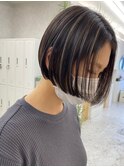 ボブハイライトカラーグレージュ透明感カラー