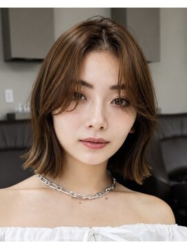 オーラ オモテサンドウ(Aura omotesando) 韓国風センターパート×顔まわりレイヤーくびれボブ