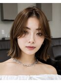 韓国風センターパート×顔まわりレイヤーくびれボブ