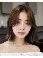 オーラ オモテサンドウ(Aura omotesando) 韓国風センターパート×顔まわりレイヤーくびれボブ