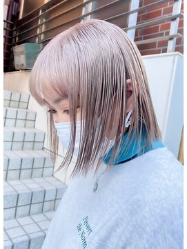 シェーン 仙台駅広瀬通店(schon) 【schon】ベージュ×ミルクティー×前髪×イヤリングカラー