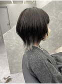 ウルフカット インナーホワイトカラー ブリーチあり