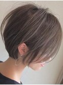 大人可愛いショートボブ 小顔クールショート ピンクアッシュ