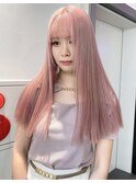 ダブルカラーピンクベージュカラーケアブリーチ韓国ハイトーン