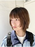 くびれボブミニウルフ透明感グレージュカラー小顔大人かわいい