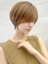 ロンドシエル 横浜(Lond ciel)&nbsp;ミニウルフチェリーブラウンブリーチなしショートボブ前髪/