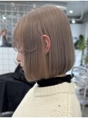 渋谷ブリーチカラータッセルボブ顔周りレイヤー切りっぱなしボブ