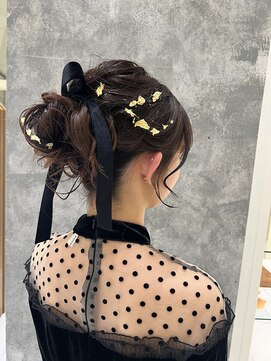 ボブアレンジ結婚式参列お呼ばれヘアセットシニヨン目白美容室