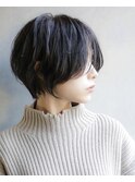 大人可愛い20代30代40代黒髪前下がりショートボブ丸みショート◎