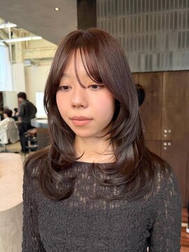 ノード(NODE) 栄黒髪垢抜けレイヤーロングスタイル　ブラウンカラー