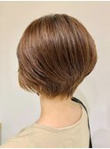 30代40代大人可愛いミセスショートウルフ丸みベージュブラウン
