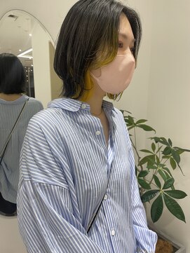 ジーナ 福岡天神(Zina) くびれボブ×裾カラー ビビッドイエロー