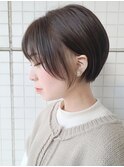 調布レディースショート丸みボブワンカラーショコラグレージュ