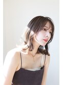 くびれヘアグラデーションカラーフェイスフレーミング鎖骨ミディ