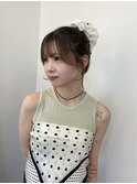 ナチュラルガーリーなお団子×オリーブカラー