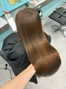 ノー バイ イオエ 西梅田(no. by ioe) ブリーチなしカラー/髪質改善/ミルクティーベージュ/小顔へア